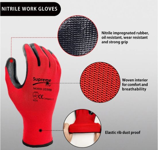 Picture of Black-Red Nitrile Coated Gloves Box Of 240 Pairs 